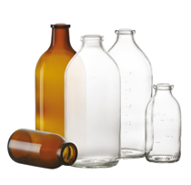 1000 ml infuusflacon, helder, type 2 geblazen glas